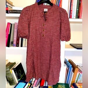 J Crew flannel red checked dress size XS